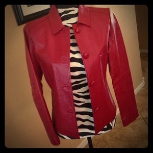 🍄 Garnet Red Leather Blazer 🍄